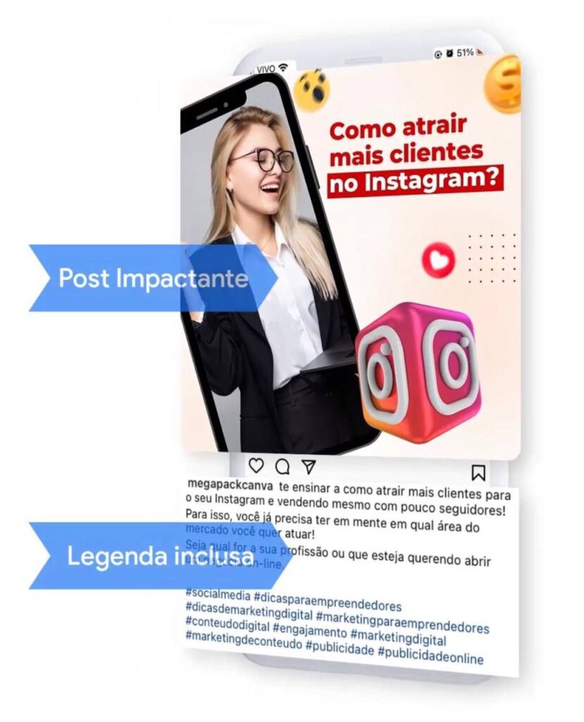 100 Pack Arts Canva Escola de Inglês, Insta And Facebook Feed